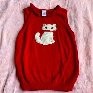 Girls Gymboree size 10/12 Red Kitty sweater vest